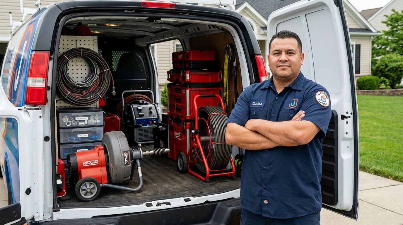Professional drain cleaning equipment and Johns Plumbing LLC plumber in Whiteman Air Force Base